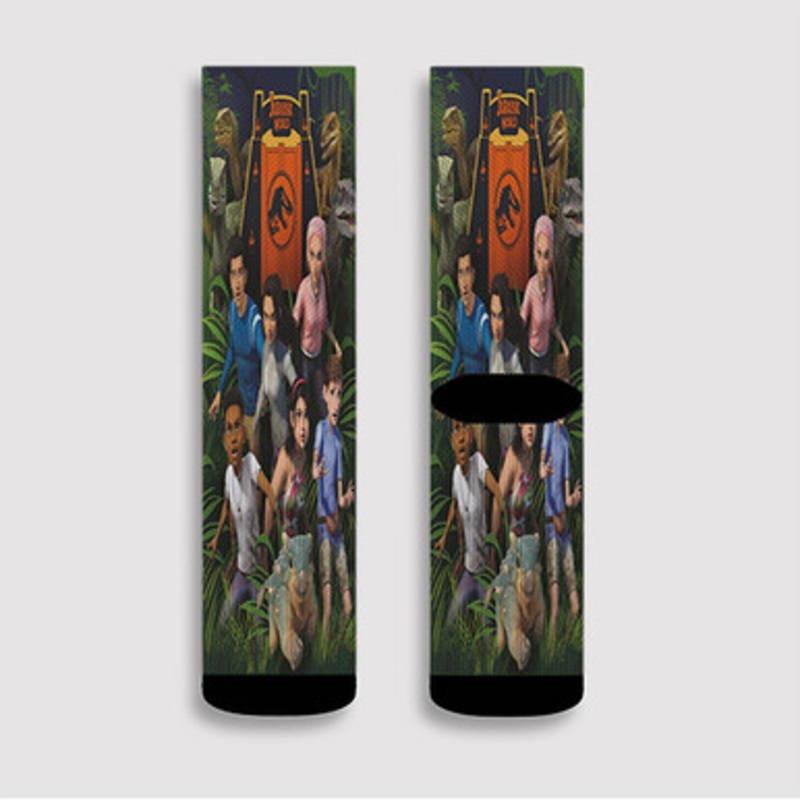 Pastele Jurassic World Camp Cretaceous Custom Socks Sublimation Awesome Printed Sports Elite Socks Polyester Cushioned Bottoms Gym Gymnastic Running Yoga School Skatebording Basketball Spandex
