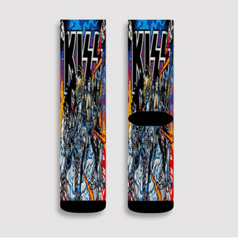 Pastele Kiss Band Custom Socks Sublimation Awesome Printed Sports Elite Socks Polyester Cushioned Bottoms Gym Gymnastic Running Yoga School Skatebording Basketball Spandex