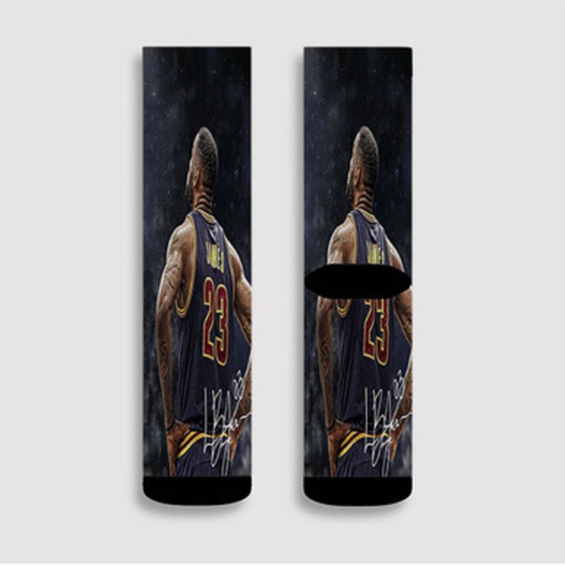 Pastele Lebron James Signed Custom Socks Sublimation Awesome Printed Sports Elite Socks Polyester Cushioned Bottoms Gym Gymnastic Running Yoga School Skatebording Basketball Spandex