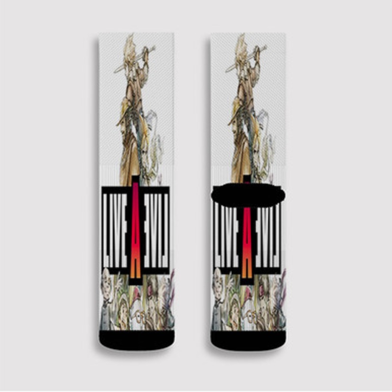 Pastele Live A Live Custom Socks Sublimation Awesome Printed Sports Elite Socks Polyester Cushioned Bottoms Gym Gymnastic Running Yoga School Skatebording Basketball Spandex