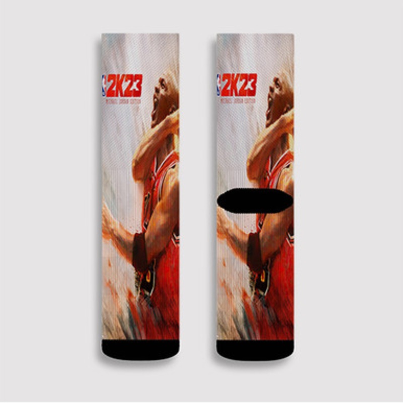 Pastele NBA 2k23 Michael Jordan Custom Socks Sublimation Awesome Printed Sports Elite Socks Polyester Cushioned Bottoms Gym Gymnastic Running Yoga School Skatebording Basketball Spandex