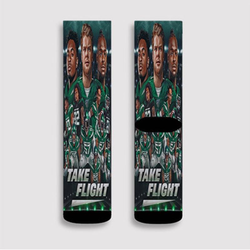 Pastele New York Jets Take Flight Custom Socks Sublimation Awesome Printed Sports Elite Socks Polyester Cushioned Bottoms Gym Gymnastic Running Yoga School Skatebording Basketball Spandex