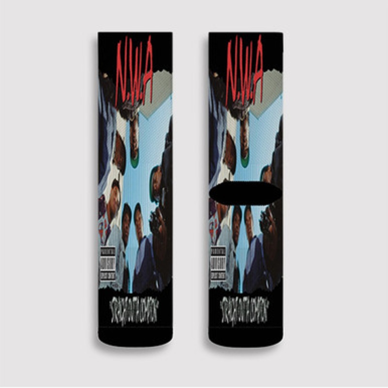Pastele NWA Straight Outta Compton Custom Socks Sublimation Awesome Printed Sports Elite Socks Polyester Cushioned Bottoms Gym Gymnastic Running Yoga School Skatebording Basketball Spandex