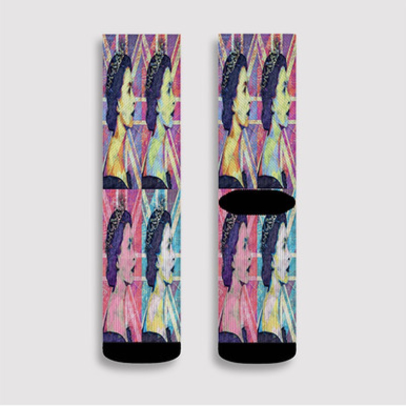 Pastele Queen Elizabeth II Art Custom Socks Sublimation Awesome Printed Sports Elite Socks Polyester Cushioned Bottoms Gym Gymnastic Running Yoga School Skatebording Basketball Spandex