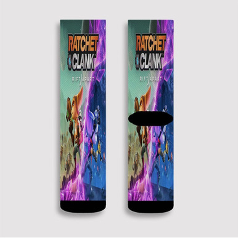 Pastele Ratchet and Clank Rift Apart Custom Socks Sublimation Awesome Printed Sports Elite Socks Polyester Cushioned Bottoms Gym Gymnastic Running Yoga School Skatebording Basketball Spandex