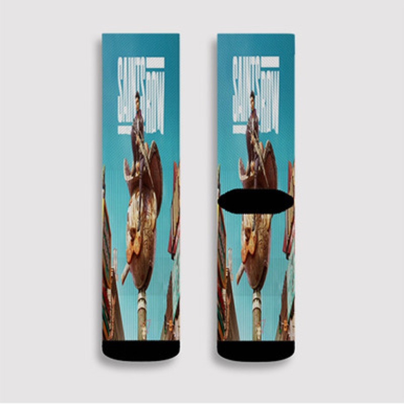 Pastele Saints Row Custom Socks Sublimation Awesome Printed Sports Elite Socks Polyester Cushioned Bottoms Gym Gymnastic Running Yoga School Skatebording Basketball Spandex