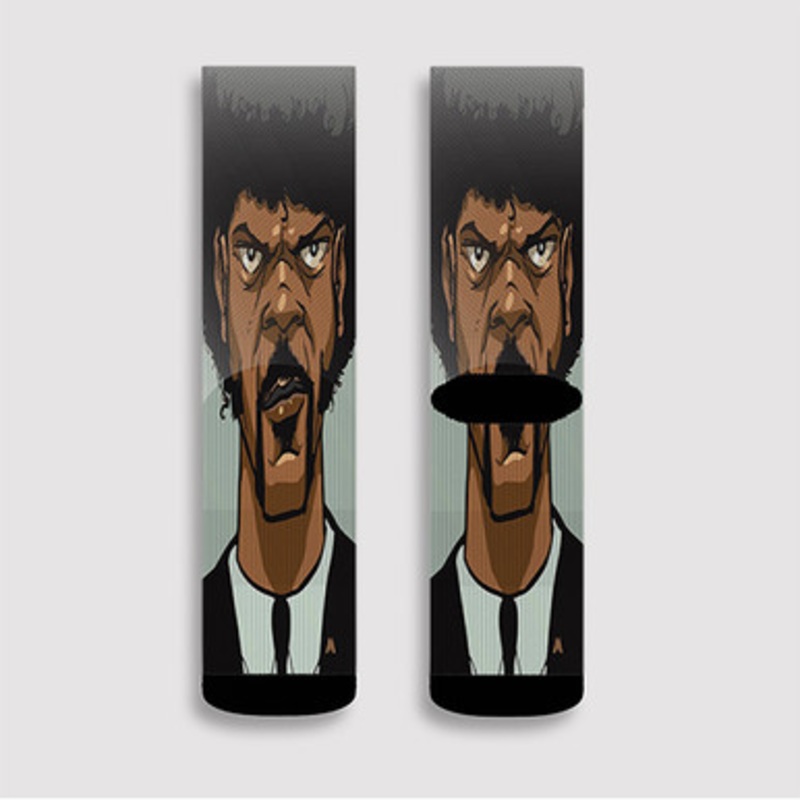 Pastele Samuel L Jackson Pulp Fiction Custom Socks Sublimation Awesome Printed Sports Elite Socks Polyester Cushioned Bottoms Gym Gymnastic Running Yoga School Skatebording Basketball Spandex