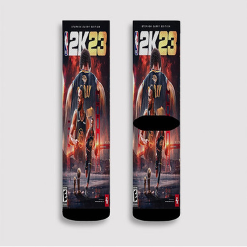 Pastele Stephen Curry NBA 2k23 Custom Socks Sublimation Awesome Printed Sports Elite Socks Polyester Cushioned Bottoms Gym Gymnastic Running Yoga School Skatebording Basketball Spandex