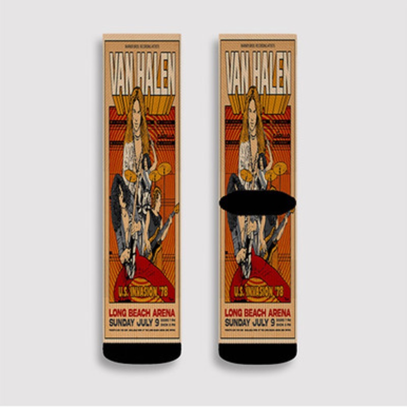 Pastele Van Halen Tour Custom Socks Sublimation Awesome Printed Sports Elite Socks Polyester Cushioned Bottoms Gym Gymnastic Running Yoga School Skatebording Basketball Spandex