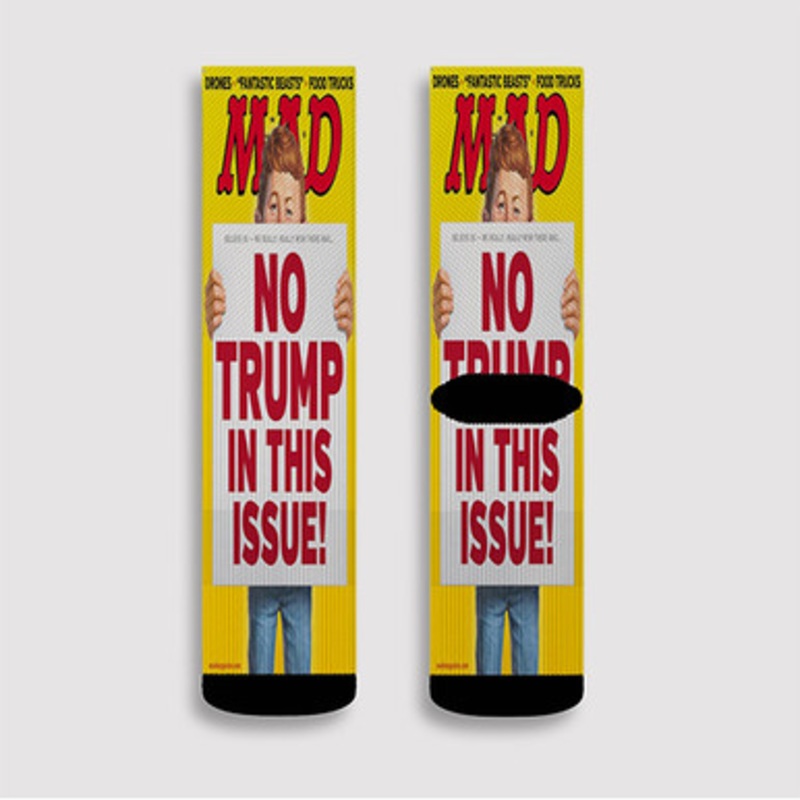 Pastele Alfred E Neuman No Trump Custom Socks Sublimation Awesome Printed Sports Elite Socks Polyester Cushioned Bottoms Gym Gymnastic Running Yoga School Skatebording Basketball Spandex