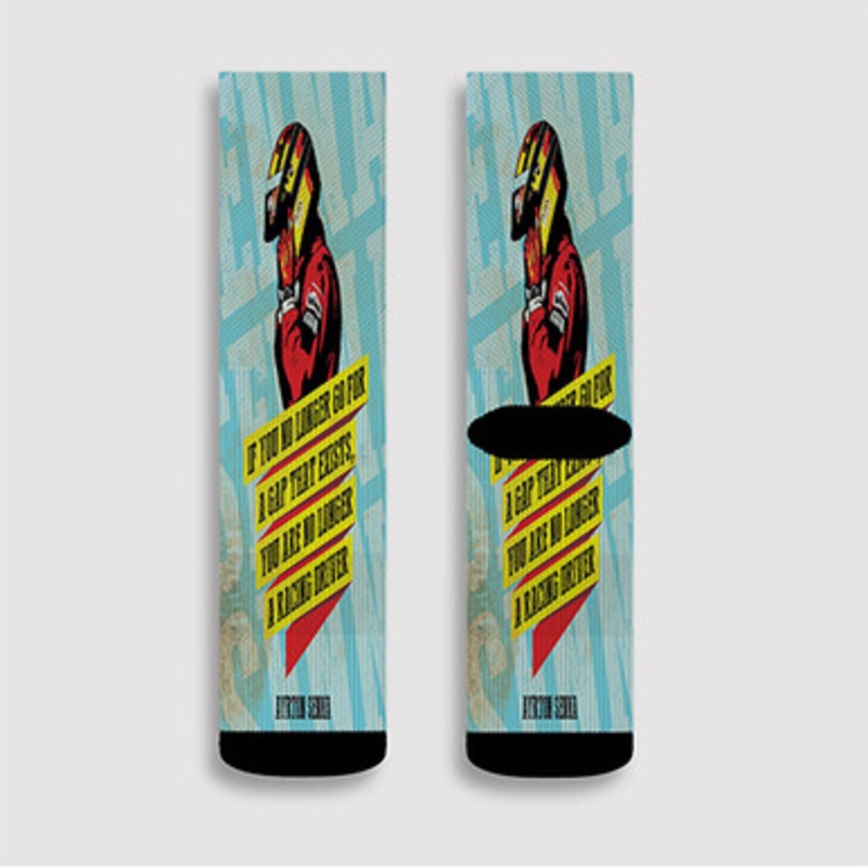 Pastele Ayrton Senna Quotes Custom Socks Sublimation Awesome Printed Sports Elite Socks Polyester Cushioned Bottoms Gym Gymnastic Running Yoga School Skatebording Basketball Spandex