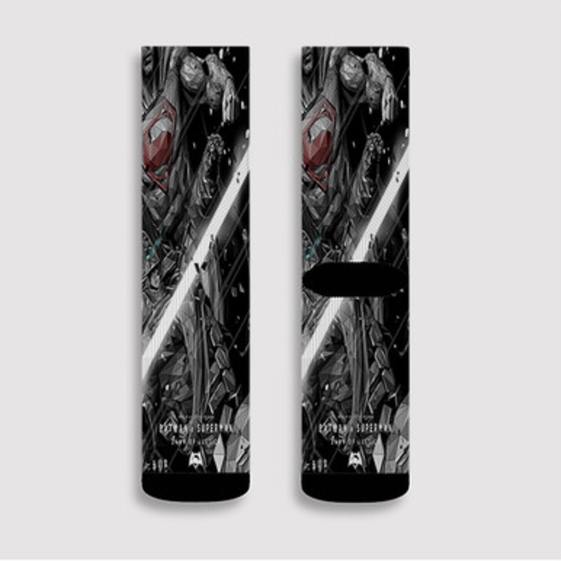 Pastele Batman V Superman Dawn Of Justice Custom Socks Sublimation Awesome Printed Sports Elite Socks Polyester Cushioned Bottoms Gym Gymnastic Running Yoga School Skatebording Basketball Spandex