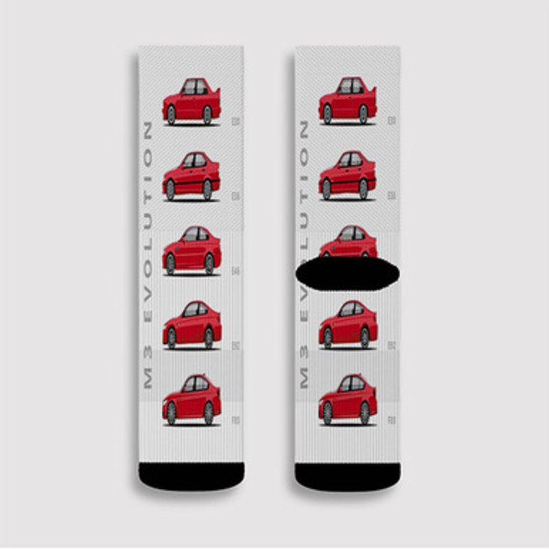 Pastele BMW M3 Evolution Custom Socks Sublimation Awesome Printed Sports Elite Socks Polyester Cushioned Bottoms Gym Gymnastic Running Yoga School Skatebording Basketball Spandex