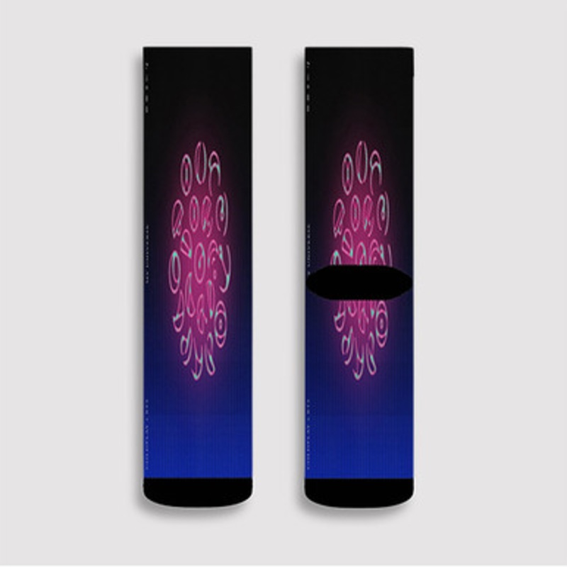 Pastele Coldplay and BTS My Universe Custom Socks Sublimation Awesome Printed Sports Elite Socks Polyester Cushioned Bottoms Gym Gymnastic Running Yoga School Skatebording Basketball Spandex