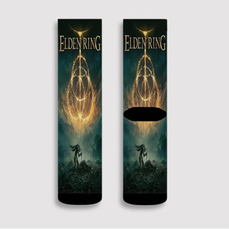 Pastele Elden Ring Battlefield of the Fallen Custom Socks Sublimation Awesome Printed Sports Elite Socks Polyester Cushioned Bottoms Gym Gymnastic Running Yoga School Skatebording Basketball Spandex