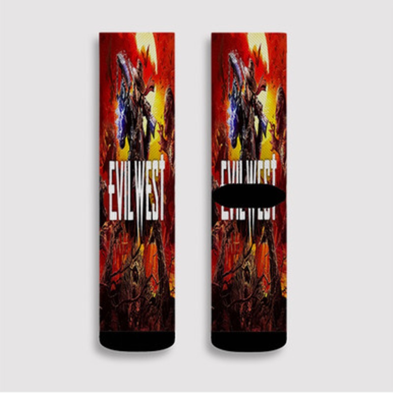 Pastele Evil West Custom Socks Sublimation Awesome Printed Sports Elite Socks Polyester Cushioned Bottoms Gym Gymnastic Running Yoga School Skatebording Basketball Spandex
