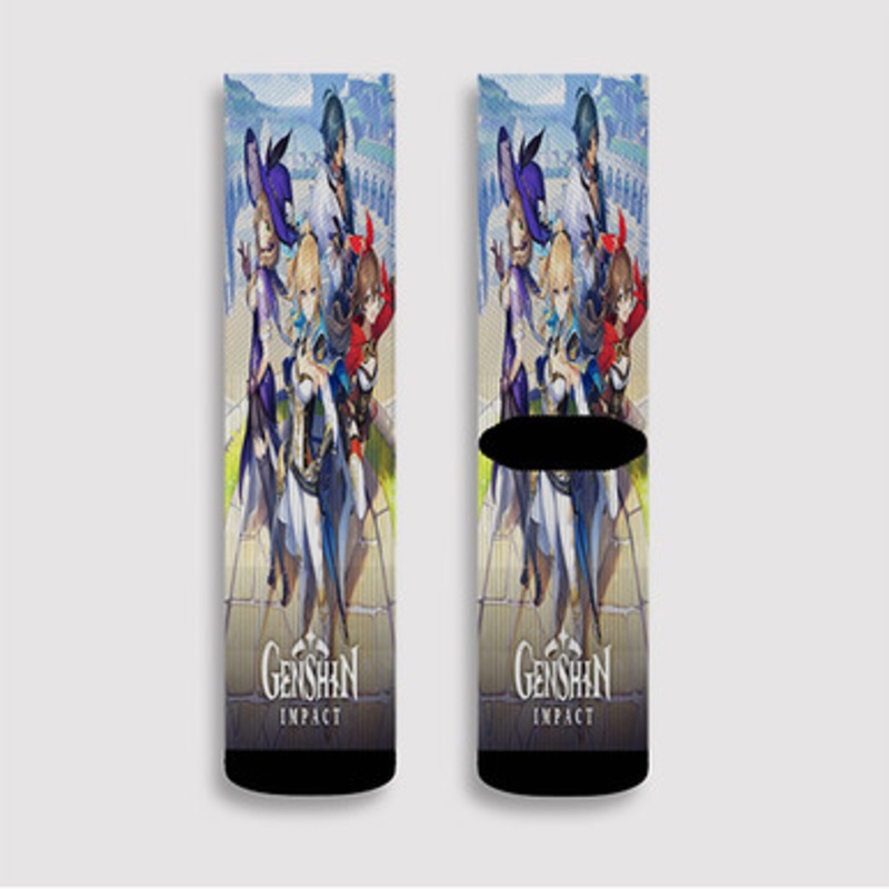 Pastele Genshin Impact Custom Socks Sublimation Awesome Printed Sports Elite Socks Polyester Cushioned Bottoms Gym Gymnastic Running Yoga School Skatebording Basketball Spandex