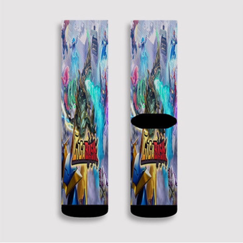 Pastele Giga Bash Custom Socks Sublimation Awesome Printed Sports Elite Socks Polyester Cushioned Bottoms Gym Gymnastic Running Yoga School Skatebording Basketball Spandex