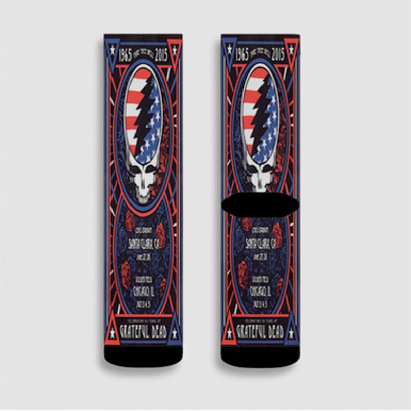 Pastele Grateful Dead Fare Thee Well Poster Custom Socks Sublimation Awesome Printed Sports Elite Socks Polyester Cushioned Bottoms Gym Gymnastic Running Yoga School Skatebording Basketball Spandex