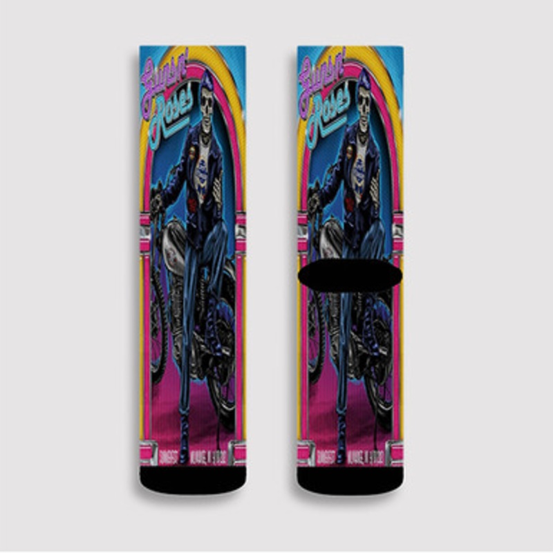 Pastele Guns N Roses Milwaukee Custom Socks Sublimation Awesome Printed Sports Elite Socks Polyester Cushioned Bottoms Gym Gymnastic Running Yoga School Skatebording Basketball Spandex