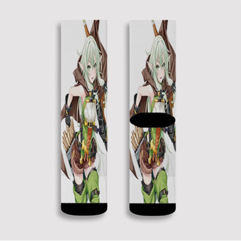 Pastele High Elf Archer Goblin Slayer Custom Socks Sublimation Awesome Printed Sports Elite Socks Polyester Cushioned Bottoms Gym Gymnastic Running Yoga School Skatebording Basketball Spandex