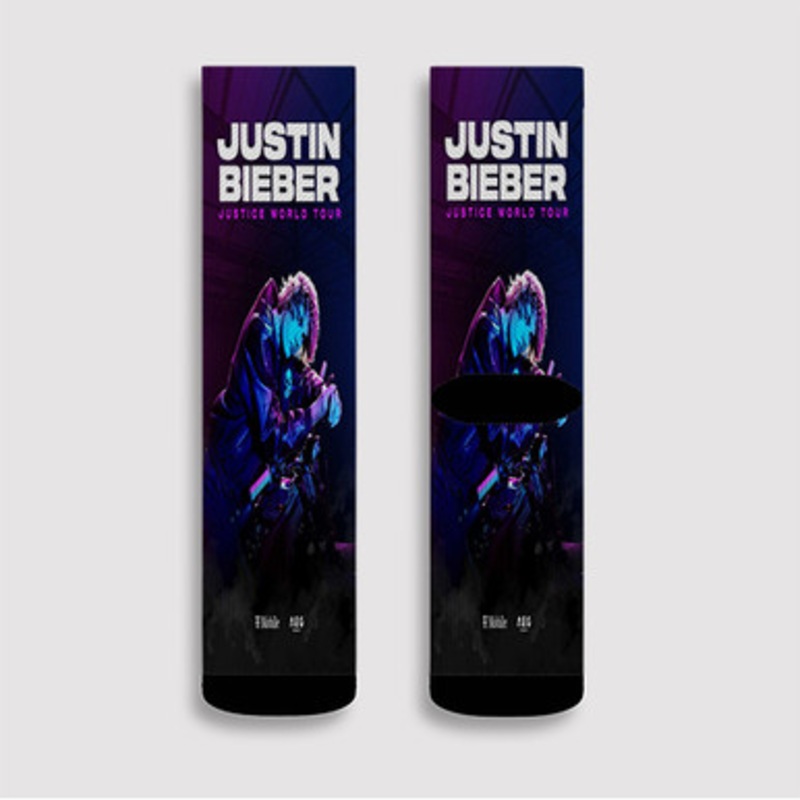 Pastele Justin Bieber Justice World Tour 2022 Custom Socks Sublimation Awesome Printed Sports Elite Socks Polyester Cushioned Bottoms Gym Gymnastic Running Yoga School Skatebording Basketball Spandex