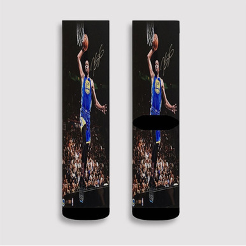Pastele Kevin Durant Signed Warriors Slam Dunk Custom Socks Sublimation Awesome Printed Sports Elite Socks Polyester Cushioned Bottoms Gym Gymnastic Running Yoga School Skatebording Basketball Spandex