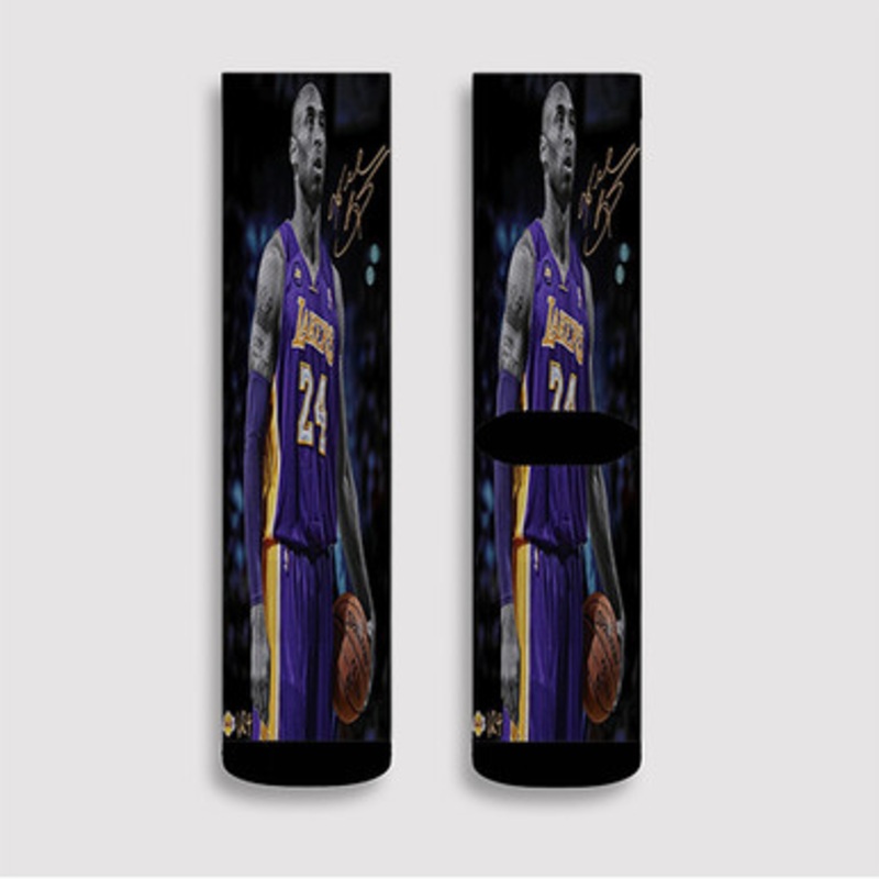 Pastele Kobe Bryant Signed Custom Socks Sublimation Awesome Printed Sports Elite Socks Polyester Cushioned Bottoms Gym Gymnastic Running Yoga School Skatebording Basketball Spandex