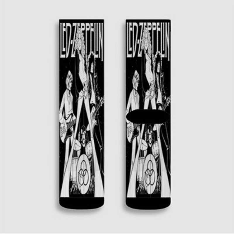 Pastele Led Zeppelin Black and White Custom Socks Sublimation Awesome Printed Sports Elite Socks Polyester Cushioned Bottoms Gym Gymnastic Running Yoga School Skatebording Basketball Spandex