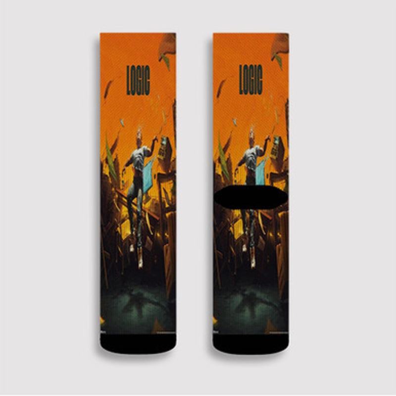 Pastele Logic Album Custom Socks Sublimation Awesome Printed Sports Elite Socks Polyester Cushioned Bottoms Gym Gymnastic Running Yoga School Skatebording Basketball Spandex