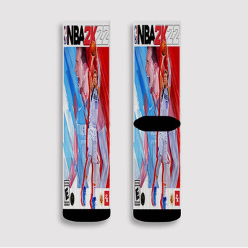 Pastele Luka Doncic NBA 2k22 Custom Socks Sublimation Awesome Printed Sports Elite Socks Polyester Cushioned Bottoms Gym Gymnastic Running Yoga School Skatebording Basketball Spandex