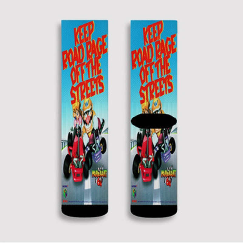 Pastele Mario Kart 64 Keep Road Race Custom Socks Sublimation Awesome Printed Sports Elite Socks Polyester Cushioned Bottoms Gym Gymnastic Running Yoga School Skatebording Basketball Spandex