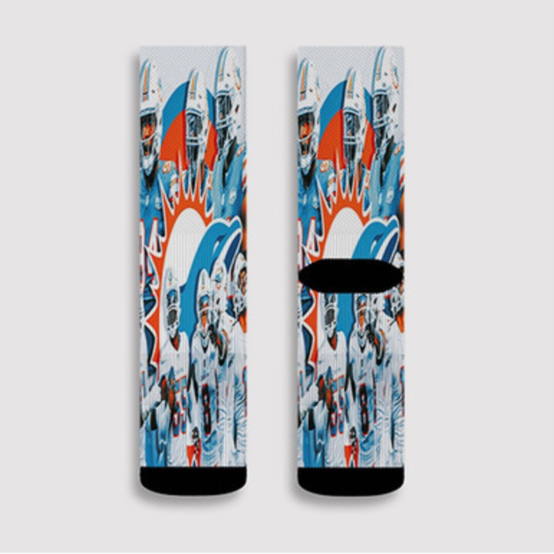 Pastele Miami Dolphins NFL 2022 Custom Socks Sublimation Awesome Printed Sports Elite Socks Polyester Cushioned Bottoms Gym Gymnastic Running Yoga School Skatebording Basketball Spandex