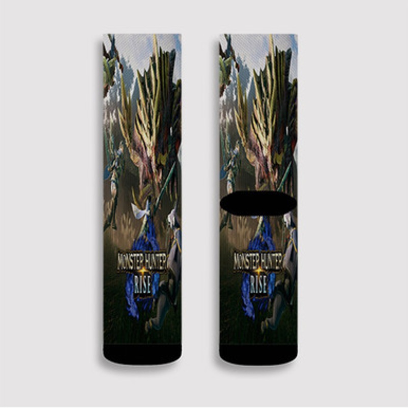 Pastele Monster Hunter Rise Custom Socks Sublimation Awesome Printed Sports Elite Socks Polyester Cushioned Bottoms Gym Gymnastic Running Yoga School Skatebording Basketball Spandex