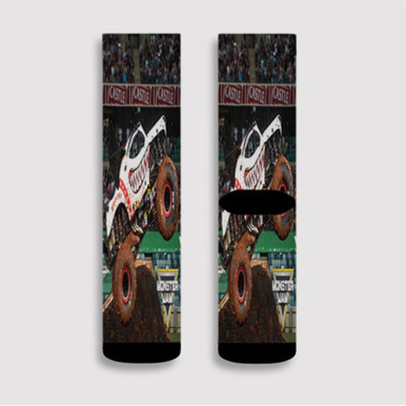 Pastele Monster Mutt Dalmatian Monster Truck Custom Socks Sublimation Awesome Printed Sports Elite Socks Polyester Cushioned Bottoms Gym Gymnastic Running Yoga School Skatebording Basketball Spandex