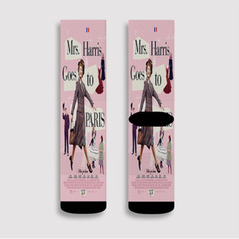 Pastele Mrs Harris Goes to Paris Custom Socks Sublimation Awesome Printed Sports Elite Socks Polyester Cushioned Bottoms Gym Gymnastic Running Yoga School Skatebording Basketball Spandex