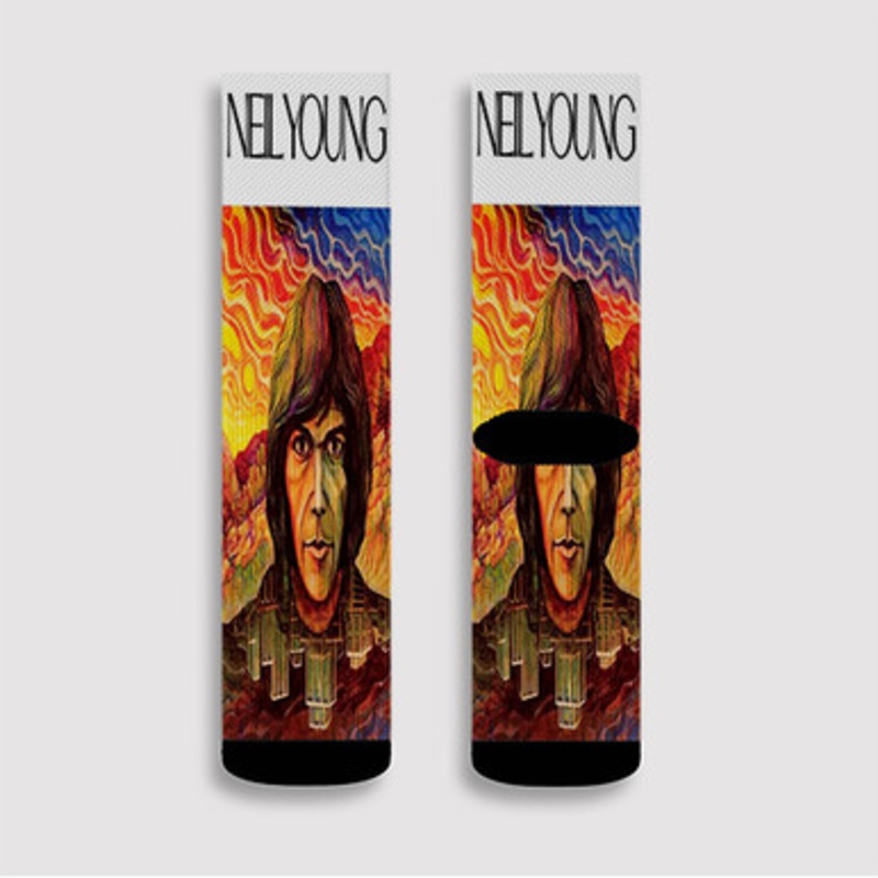 Pastele Neil Young First Album Custom Socks Sublimation Awesome Printed Sports Elite Socks Polyester Cushioned Bottoms Gym Gymnastic Running Yoga School Skatebording Basketball Spandex