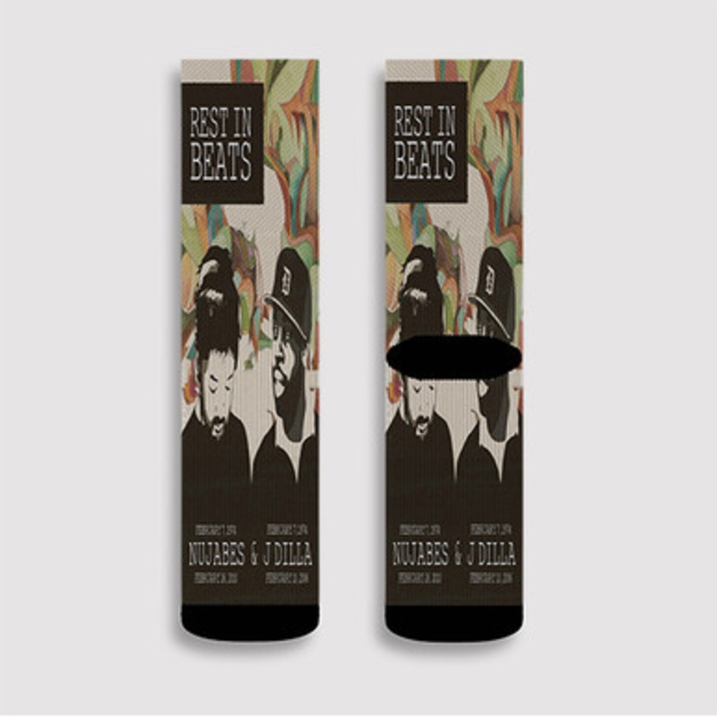 Pastele Nujabes and J Dilla Rest In Beats Custom Socks Sublimation Awesome Printed Sports Elite Socks Polyester Cushioned Bottoms Gym Gymnastic Running Yoga School Skatebording Basketball Spandex