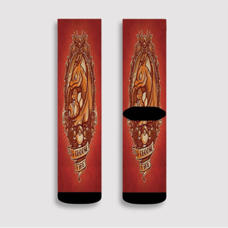 Pastele Pokemon Charizard I Choose Fire Custom Socks Sublimation Awesome Printed Sports Elite Socks Polyester Cushioned Bottoms Gym Gymnastic Running Yoga School Skatebording Basketball Spandex