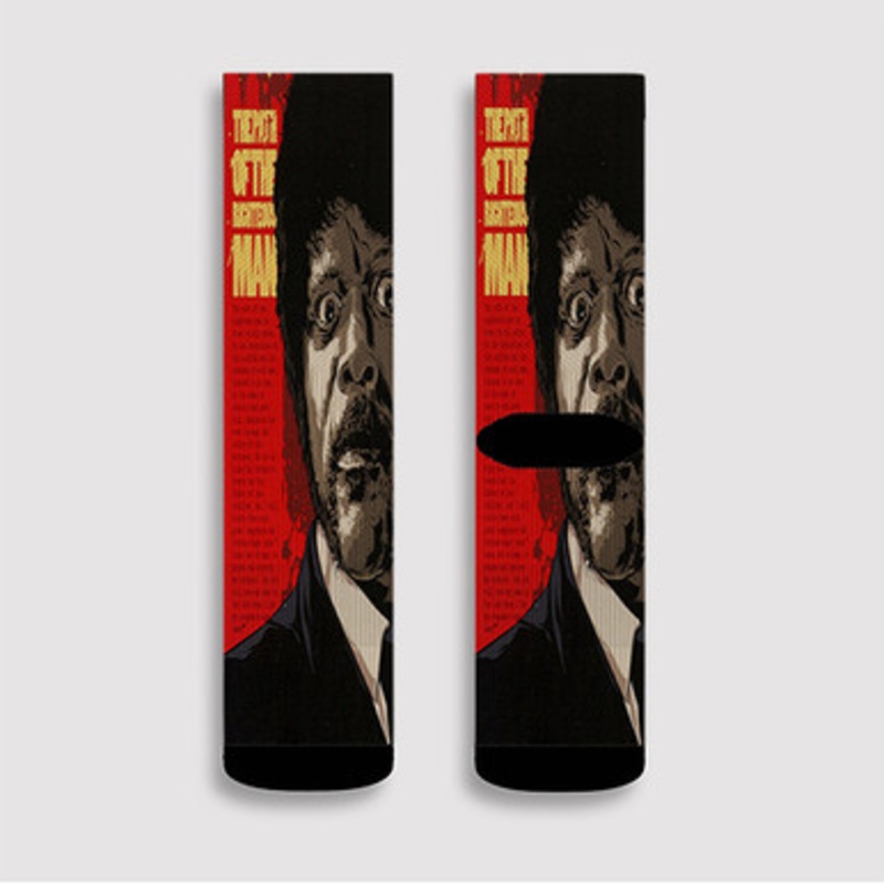 Pastele Pulp Fiction Samuel L Jackson Custom Socks Sublimation Awesome Printed Sports Elite Socks Polyester Cushioned Bottoms Gym Gymnastic Running Yoga School Skatebording Basketball Spandex