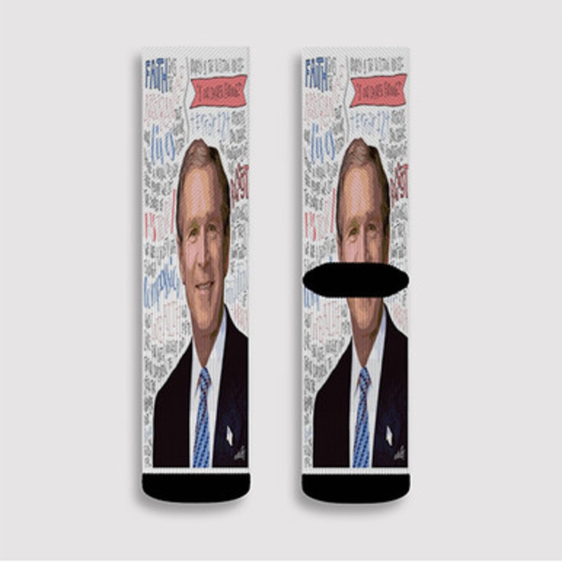 Pastele Qeorge W Bush Quotes Custom Socks Sublimation Awesome Printed Sports Elite Socks Polyester Cushioned Bottoms Gym Gymnastic Running Yoga School Skatebording Basketball Spandex