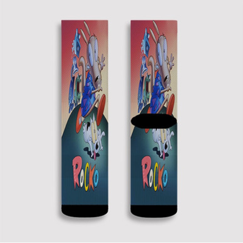 Pastele Rocko s Modern Life Custom Socks Sublimation Awesome Printed Sports Elite Socks Polyester Cushioned Bottoms Gym Gymnastic Running Yoga School Skatebording Basketball Spandex