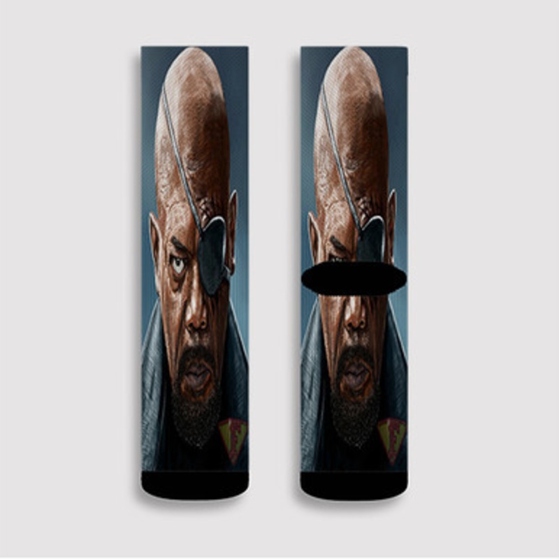 Pastele Samuel L Jackson Nick Fury Custom Socks Sublimation Awesome Printed Sports Elite Socks Polyester Cushioned Bottoms Gym Gymnastic Running Yoga School Skatebording Basketball Spandex