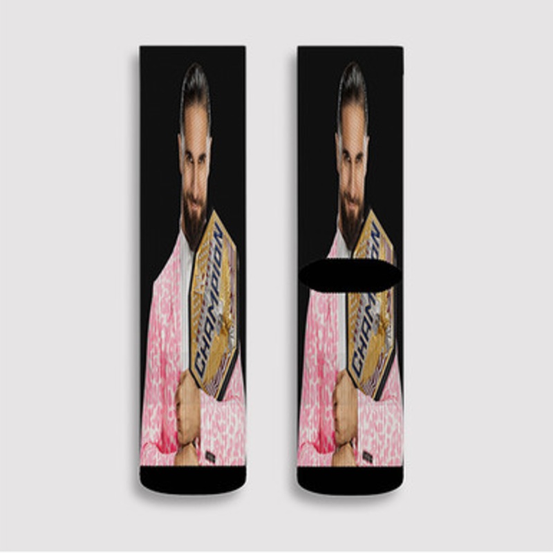 Pastele Seth Rollins WWE Wrestle Mania Custom Socks Sublimation Awesome Printed Sports Elite Socks Polyester Cushioned Bottoms Gym Gymnastic Running Yoga School Skatebording Basketball Spandex