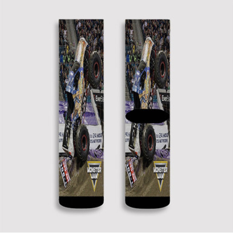 Pastele Stone Crusher Monster Truck Custom Socks Sublimation Awesome Printed Sports Elite Socks Polyester Cushioned Bottoms Gym Gymnastic Running Yoga School Skatebording Basketball Spandex