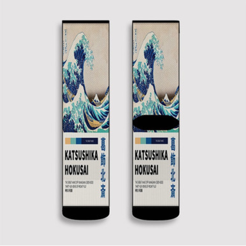 Pastele The Great Wave Of Kanagawa Custom Socks Sublimation Awesome Printed Sports Elite Socks Polyester Cushioned Bottoms Gym Gymnastic Running Yoga School Skatebording Basketball Spandex