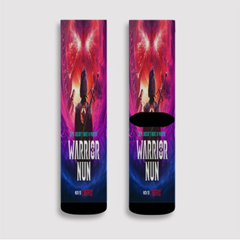 Pastele Warrior Nun Custom Socks Sublimation Awesome Printed Sports Elite Socks Polyester Cushioned Bottoms Gym Gymnastic Running Yoga School Skatebording Basketball Spandex