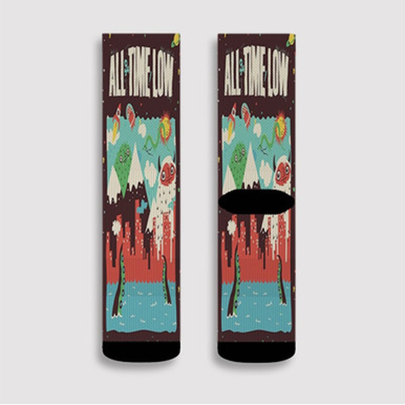 Pastele All Time Low Band Custom Socks Sublimation Awesome Printed Sports Elite Socks Polyester Cushioned Bottoms Gym Gymnastic Running Yoga School Skatebording Basketball Spandex
