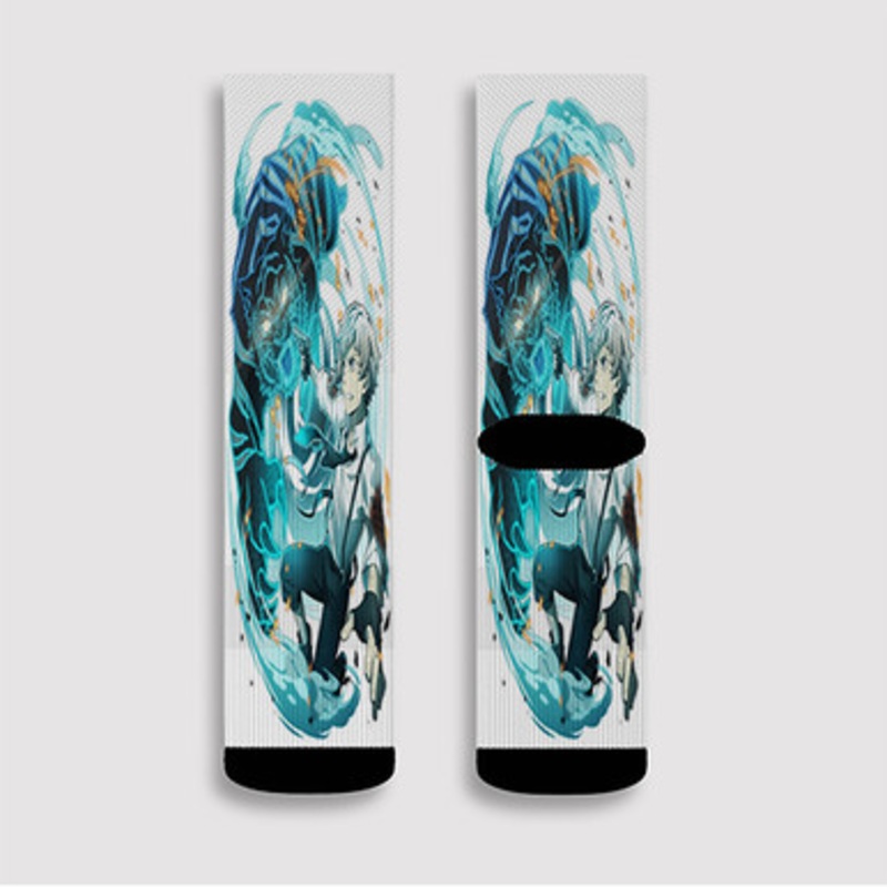 Pastele Atsushi Nakajima Bungou Stray Dogs Custom Socks Sublimation Awesome Printed Sports Elite Socks Polyester Cushioned Bottoms Gym Gymnastic Running Yoga School Skatebording Basketball Spandex