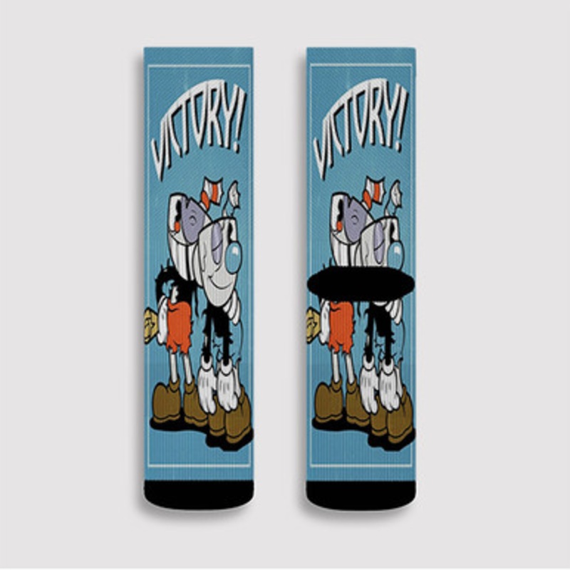 Pastele Cuphead Victory Custom Socks Sublimation Awesome Printed Sports Elite Socks Polyester Cushioned Bottoms Gym Gymnastic Running Yoga School Skatebording Basketball Spandex